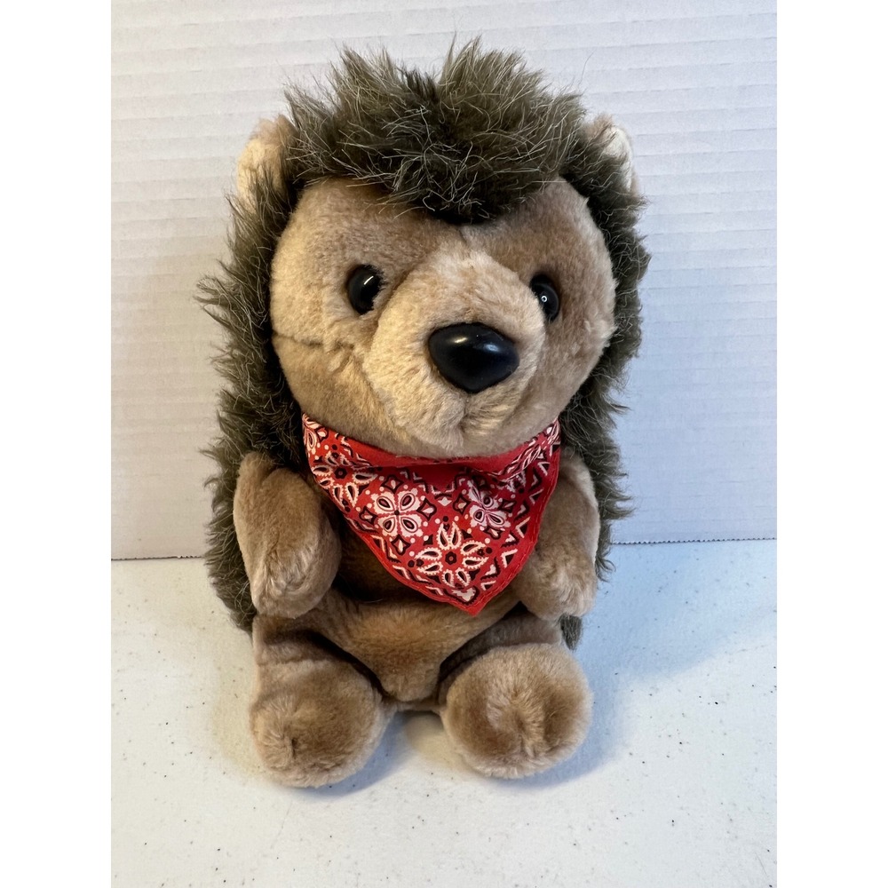 Avon Herbert Hedgehog Hand Puppet Plush Brown Woodland Animal Red Bandana 1984